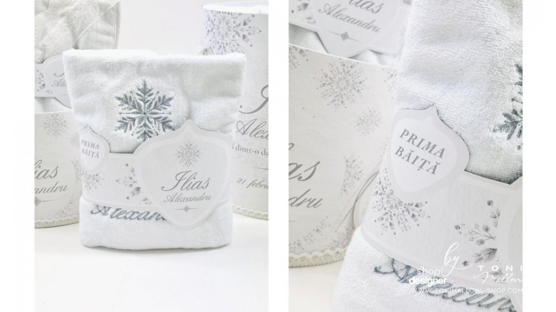 Set Prima Baita cu nasii dupa Botez pentru Băieți cu fulgi de nea 19